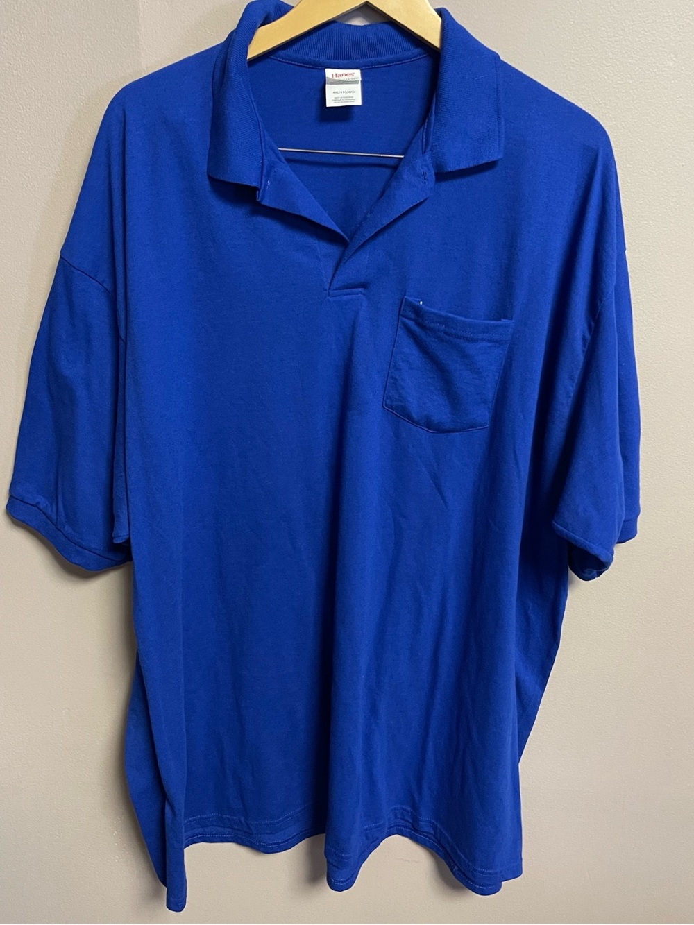 Hanes Eco Smart Men's Polo Shirt in Royal Blue with Chest Pocket Size 4XL